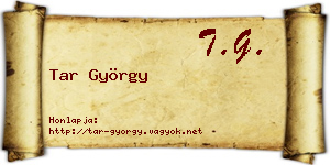Tar György névjegykártya